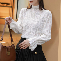 European goods lace bottoming shirt womens autumn and winter foreign style inner design small fungus edge fashion trend knitted top