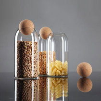 Cork lead-free glass bottle Sealed jar with lid Cute storage flower tea leaf jar Small Round Transparent household