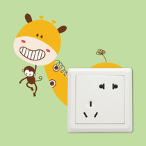 Cartoon Switch Patch Socket Panel Protective Sleeve Trim Fridge Sticker Creative Animal Giraffe Removable Applid