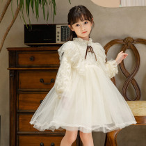  Girls  autumn princess dress 2021 new autumn childrens autumn Western princess lace mesh tutu