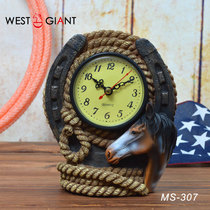 Western giant horse head rope table hand clock handmade custom clock home bar decorations ornaments