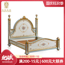 Phoenix Meiju French Princess style fresh romantic solid wood painted Corolla queen bed bedside table dressing table tail stool