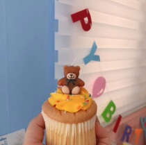 Korean ins cartoon teddy bear cute bear birthday candle childrens birthday party romantic decoration cake