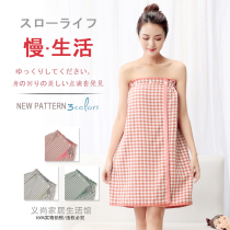  Japanese gauze bath skirt female bandeau bath towel small checkered pure cotton female breast wrap sexy simple bath towel can be worn in beauty salons