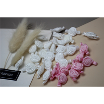 Exquisite White pink ribbon rose handmade ribbon flower band childrens wear mini decoration DIY accessories