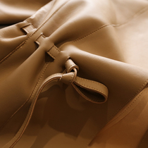 Five-star recommended mouth sheep leather ~ short drawstring waist jacket Haining leather leather women Spring and Autumn fashion