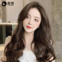 Wig woman u type half headgear real hair long curly hair large wave mesh red and cute long hair fluffy natural wig sheet
