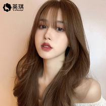 Yingqi wig female long hair summer simulation big wave long curly hair air bangs natural real hair full headgear