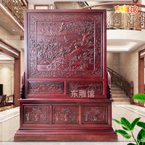 Solid wood screen entry door cover screen porch partition flower blossom rich living room custom relief Chinese box insert screen