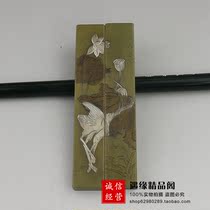 Copper green gilt silver small pure copper brass paperweight ruler seal cutting cutting all the way to a pair of family