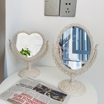 ins wind retro makeup mirror girls heart desktop desktop web red comb makeup mirror bifacial European-style dorm princess mirror