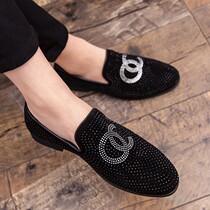 Hair Stylist Fashion Han Edition Net Red Shivering Voice Small Leather Shoes Trend Personality Bean Bean Shoes A foot pedal 100 hitch to drill mens shoes