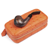 Fusion original handmade leather orange ostrich leather three-pack cigarette bucket bag leather men's smoking hand sewing custom