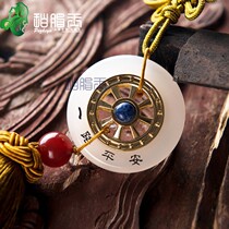 High-end brand natural jade car hanging all the way safe white jade car pendant car hanging decoration rearview mirror