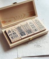 Spot Taiwan lady f medieval town wooden seal set retro British small house architecture