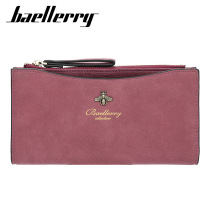New Sand Leather Wallet Womens Long Folding Large Capacity Money Clip Little Bee Thin Zipper Wallet