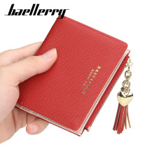 Wallet ladies short Korean version of multi card buckle coin wallet cross-fringed zippered womens bag