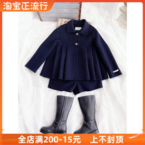 Petit Nez] Vintage 100% wool hand-sewn childrens clothing Tibetan pleated top shorts