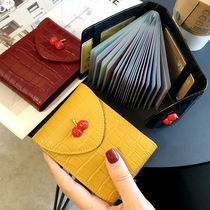 Card bag female small ultra-thin exquisite high-end multi card position large capacity card clip anti-degaussing cute ins leather 2021