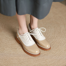 ann it beautiful with temperament ~ deep mouth leather shoes 100 lap single shoes casual round head lacing women shoes heel 3 5cm