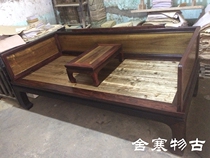 (Custom)Sichuan demolition house old material golden silk Nanmu with gloomy yew Arhat bed sofa mahogany furniture