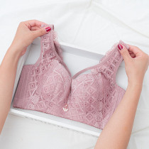 Large size underwear womens gathering of auxiliary milk Full Cup big chest show small shrinkage without steel ring thin cross belt beautiful breast