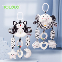 Newborn baby toy 0-1 year old black and white cart pendant bed hanging baby animal Wind Bell bed Bell plush rattle