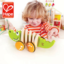 Hape drag crocodile drag bird Full body swing 12M childrens baby wooden toddler rope hand pull toy