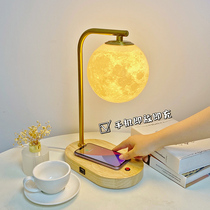 Table lamp Bedroom ambiance lamp net Red Planet 3d lunar light Moon wedding gift mobile phone wireless charging bed head lamp