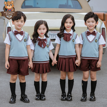 Kindergarten garden uniform Primary school uniform class uniform fake two British College style childrens eloquence graduation photo performance suit