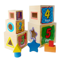 Wooden rainbow tower set box early education children Square set building block box stacked music baby stacked high tower toy wooden box