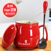  Ceramic cup Mug with lid spoon Creative couple breakfast cup Milk cup Household custom coffee cup Female water cup