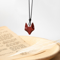 Sandalwood necklace little fox little tiger animal zodiac pendant love token collarbone chain Valentines Day Tanabata gift