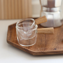 Glass Mini Milk Cup cup sauce Cup wooden handle espresso milk jar espresso cup