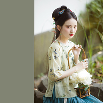 Qingyin -- a city of wind flop -- vegan fresher daily 100 lap no-lead large sleeve loose blouses woman short original