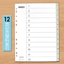 A4 gray plastic index separation paper 12 pages divider annual Archive classification label loose leaf digital partition paper