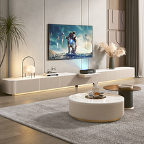 Laser TV cabinet Solid wood ultra-long rock plate tea table combined special cabinet lengthened small family light extravagant TV cabinet