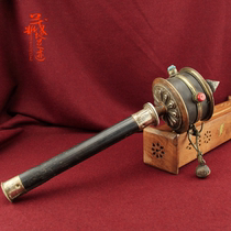 Tibetan Buddhist instruments Nepal handmade Meridian wheel pure copper plus yak leather hand-cranked Meridian tube Pendulum Collection