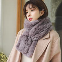 Rex Rabbit Fur Scarf Long New Arrivals Women Autumn and Winter Export Order Double-sided Woven Imported Fur Scarf Versatile