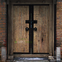  Classical Chinese style old elm antique door Courtyard door Villa door Old door panel retro solid wood entrance door