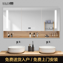 Solid wood smart mirror cabinet Wall-mounted bathroom mirror cabinet with separate shelf Bathroom mirror storage integrated cabinet