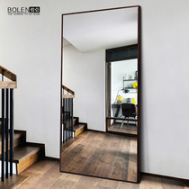 BOLEN simple dressing mirror full-length mirror floor mirror fitting mirror movable clothing store mirror bedroom wall hanging