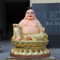 Buddhist supplies resin Buddha statue glass steel sand gold Maitreya Buddha 8cm lotus flower Maitreya gilt Buddha