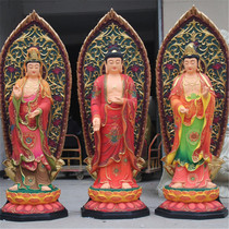 New products On the shelf Resin FRP statue Buddha statue 2 meters 1 ancient color Western three saints with backlight Western Three Saints
