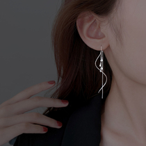 925 pure silver wafer wavy ear line female summer money 2021 new wave irregular flow suearrings anti-lose earrings