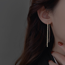 925 Pure Silver Wafer Streaming Suearrings Woman 2021 New Chaoxia Brief Ear Line Temperament Ear Pendant Long earrings