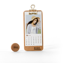 Joy creation wooden simple board clip desk calendar custom metal clip photo wall calendar menu type sheet card