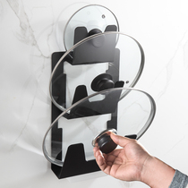 Punch-free double-layer lid rack kitchen shelf cutting vegetable chopping board shelf multifunctional storage rack wall-mounted Black