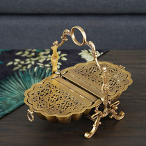 European American imported brass hollow foldable dried fruit basket luxury coffee table candy storage dish creative ornaments