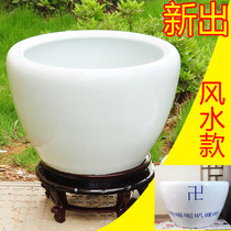 Custom King-size Jingdezhen ceramics White water lily bowl Lotus flower turtle Feng shui fish tank fish basin Koi